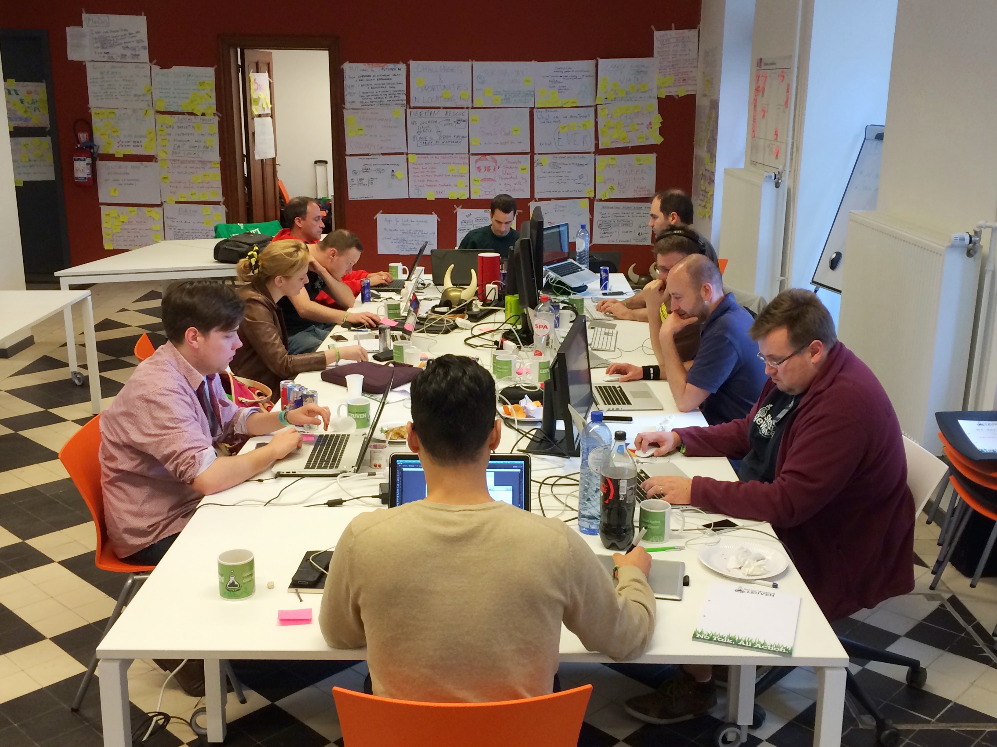 Team working together at hackathon